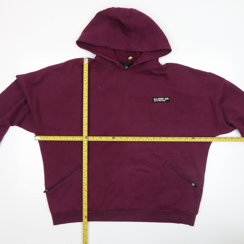 Ellesse Womens Burgundy Hoodie UK 14 Pullover Cotton Blend Casual
