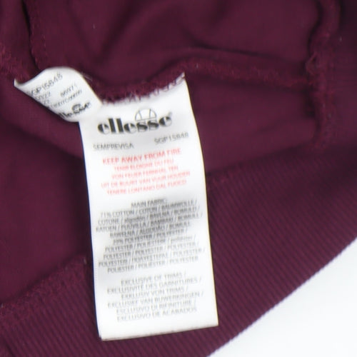 Ellesse Womens Burgundy Hoodie UK 14 Pullover Cotton Blend Casual