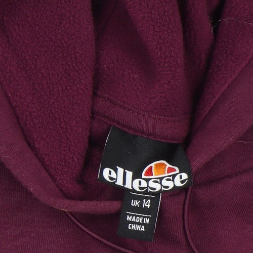 Ellesse Womens Burgundy Hoodie UK 14 Pullover Cotton Blend Casual