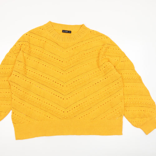 F&F Women’s Yellow Open Knit Cotton Acrylic Jumper XL