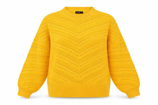 Front view of F&F Women’s Yellow Open Knit Cotton Acrylic Jumper XL