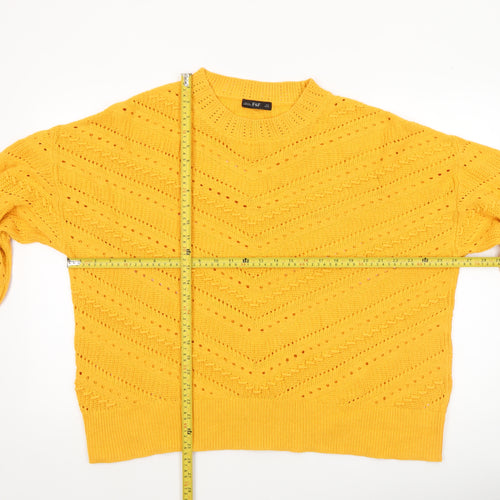 F&F Women’s Yellow Open Knit Cotton Acrylic Jumper XL