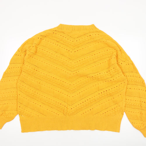 F&F Women’s Yellow Open Knit Cotton Acrylic Jumper XL