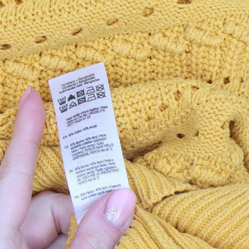 F&F Women’s Yellow Open Knit Cotton Acrylic Jumper XL