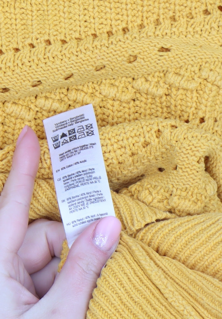F&F Women’s Yellow Open Knit Cotton Acrylic Jumper XL