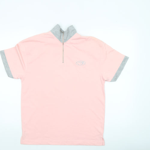 POWER Women’s Pink Polo Shirt Size 2 High Neck Half Zip Cotton Top