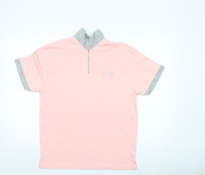 POWER Women’s Pink Polo Shirt Size 2 High Neck Half Zip Cotton Top