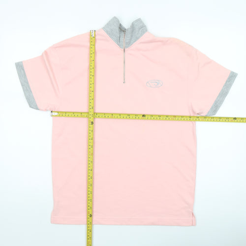 POWER Women’s Pink Polo Shirt Size 2 High Neck Half Zip Cotton Top