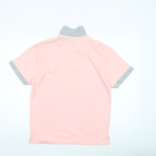 POWER Women’s Pink Polo Shirt Size 2 High Neck Half Zip Cotton Top