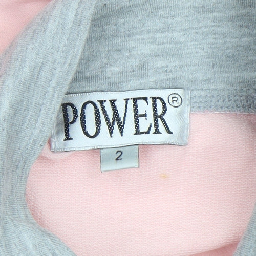 POWER Women’s Pink Polo Shirt Size 2 High Neck Half Zip Cotton Top