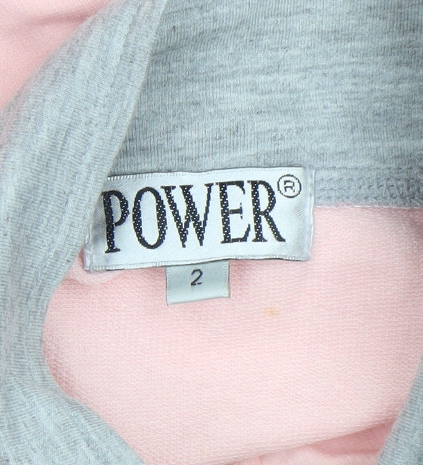 POWER Women’s Pink Polo Shirt Size 2 High Neck Half Zip Cotton Top
