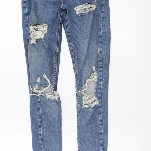 Topshop Jamie Women's Blue Distressed Skinny Jeans Size 28