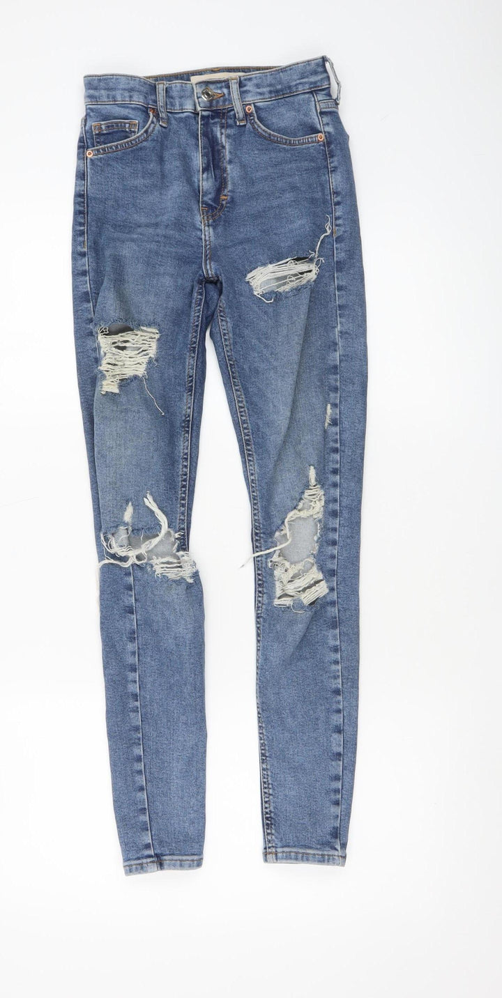 Topshop Jamie Women's Blue Distressed Skinny Jeans Size 28