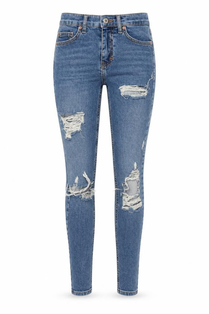 Topshop Jamie Women's Blue Distressed Skinny Jeans Size 28