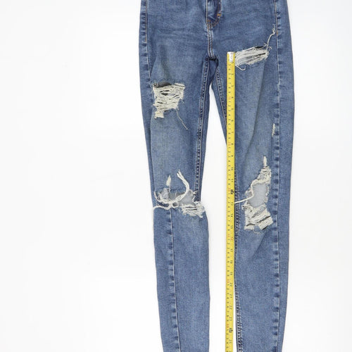 Topshop Jamie Women's Blue Distressed Skinny Jeans Size 28