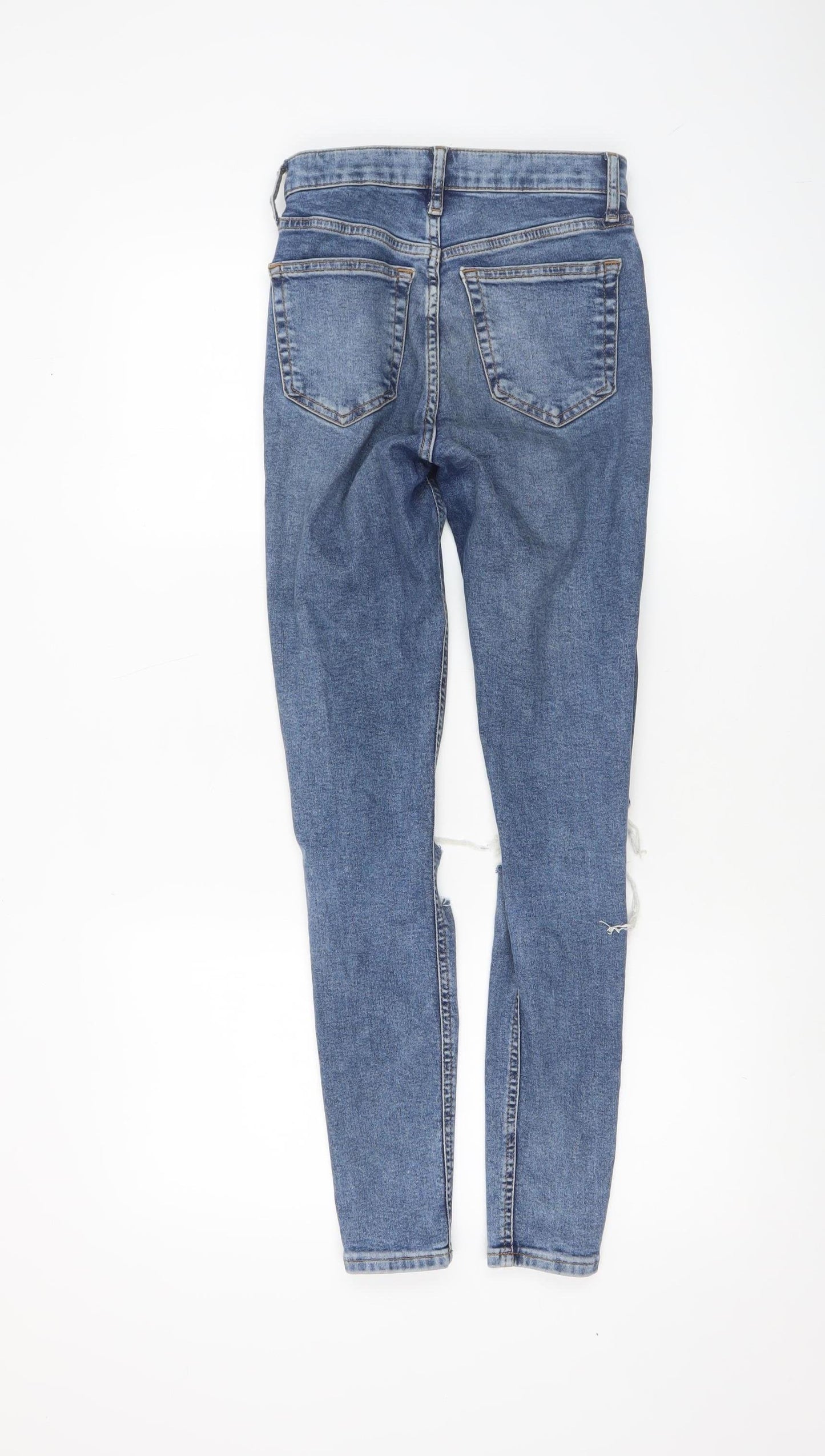 Topshop Jamie Women's Blue Distressed Skinny Jeans Size 28