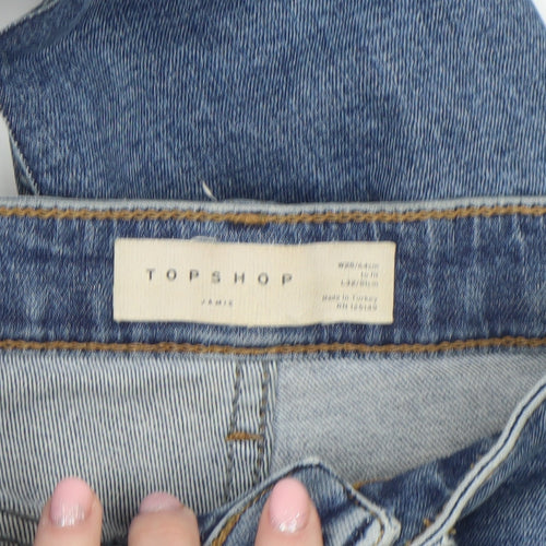 Topshop Jamie Women's Blue Distressed Skinny Jeans Size 28