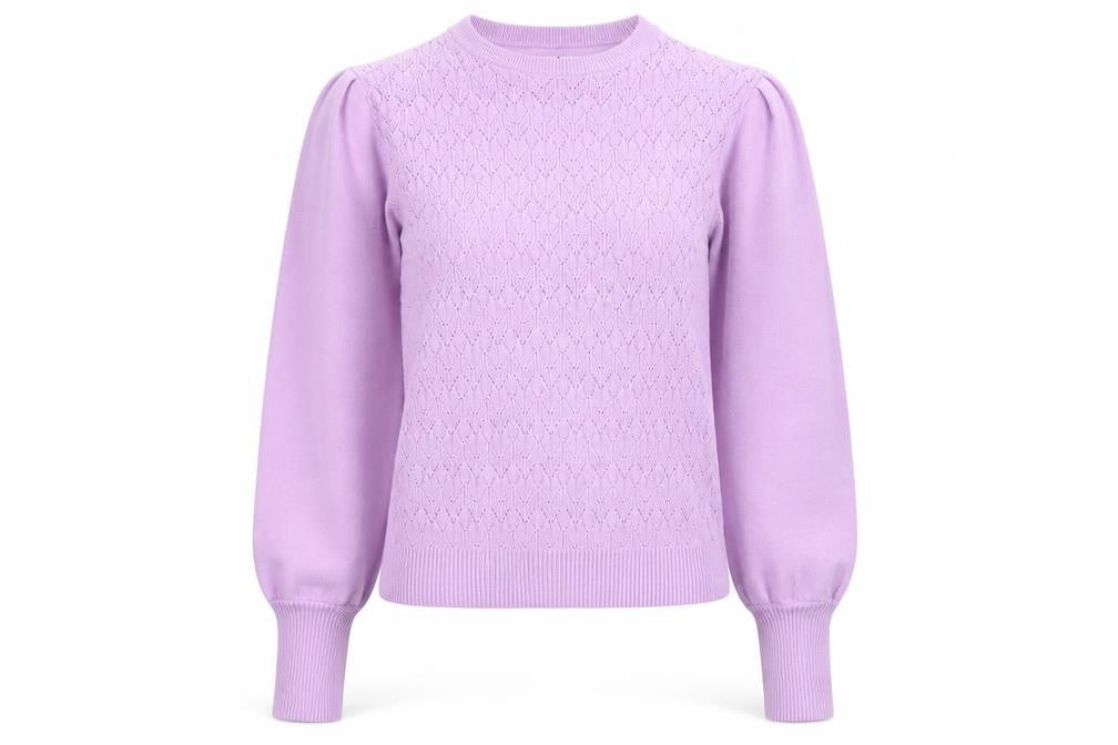 Front view of Warehouse Women’s Purple Knit Crew Neck jumper M