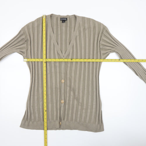 PrettyLittleThing Women’s Beige Ribbed Cardigan M Long Sleeve Knit