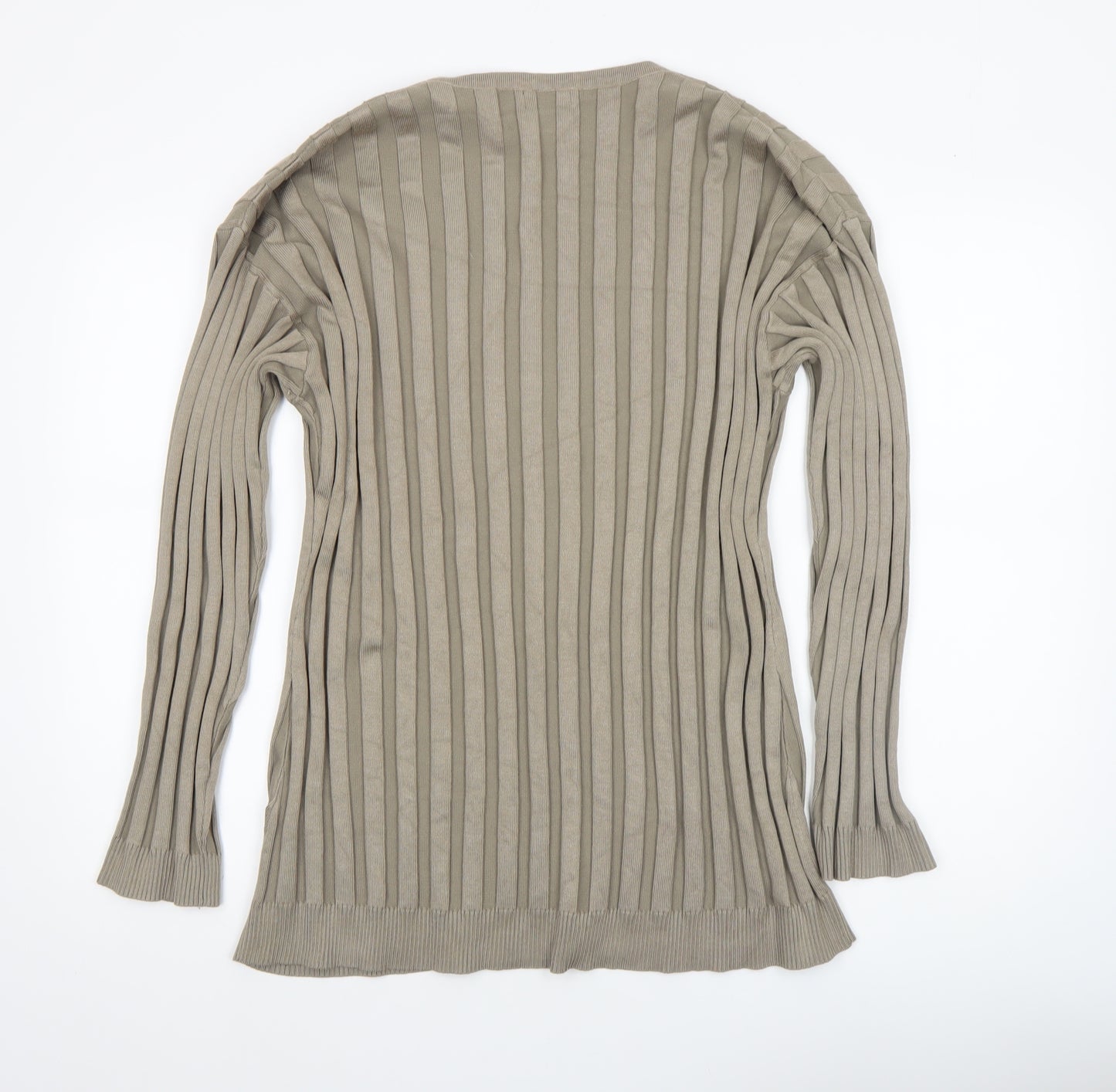 PrettyLittleThing Women’s Beige Ribbed Cardigan M Long Sleeve Knit
