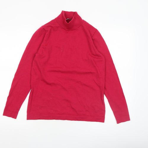 David Nieper Women's Red Roll Neck Merino Wool Jumper Size 10