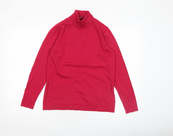 David Nieper Women's Red Roll Neck Merino Wool Jumper Size 10