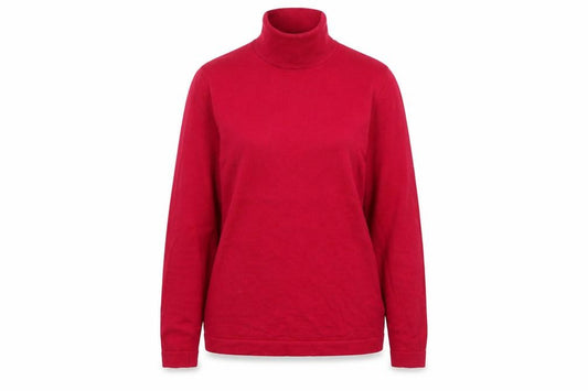 Front view of David Nieper Women's Red Roll Neck Merino Wool Jumper, size 10