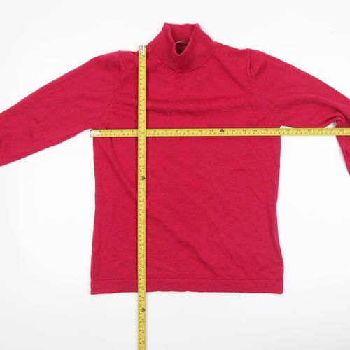 David Nieper Women's Red Roll Neck Merino Wool Jumper Size 10