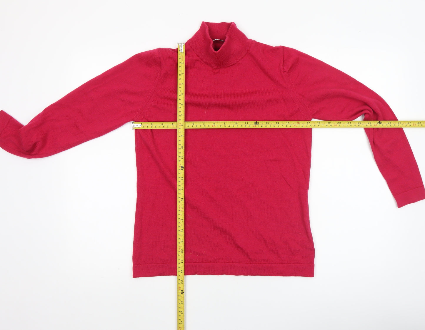 David Nieper Women's Red Roll Neck Merino Wool Jumper Size 10