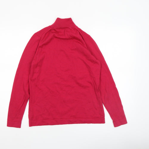 David Nieper Women's Red Roll Neck Merino Wool Jumper Size 10