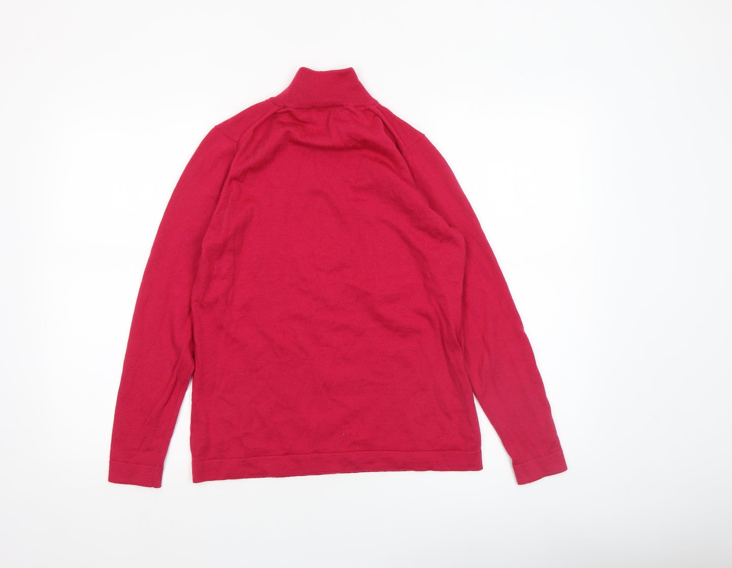 David Nieper Women's Red Roll Neck Merino Wool Jumper Size 10