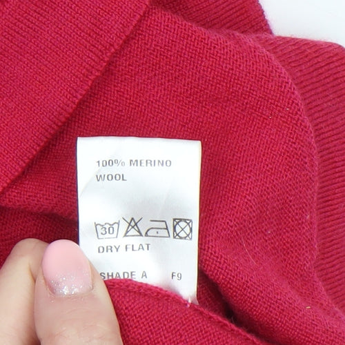 David Nieper Women's Red Roll Neck Merino Wool Jumper Size 10