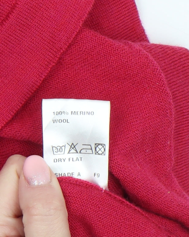 David Nieper Women's Red Roll Neck Merino Wool Jumper Size 10