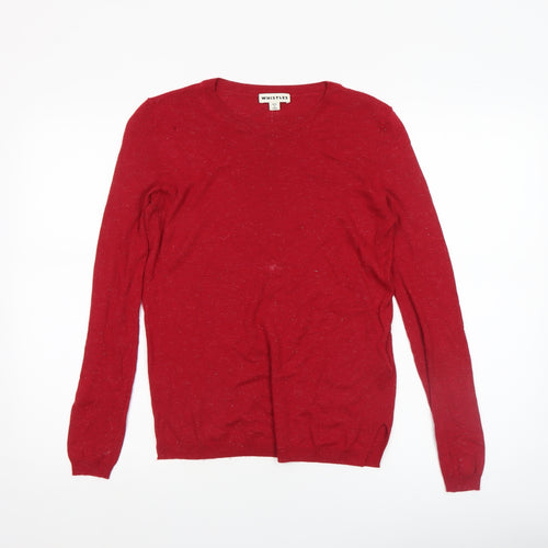 Whistles Women Red Knit Crew Neck Long Sleeve Jumper Size 8