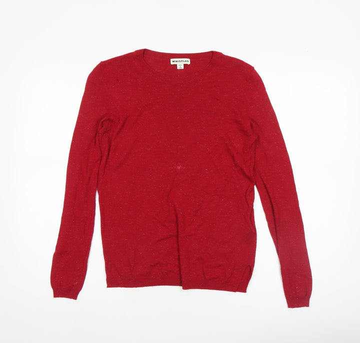 Whistles Women Red Knit Crew Neck Long Sleeve Jumper Size 8