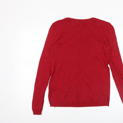 Whistles Women Red Knit Crew Neck Long Sleeve Jumper Size 8