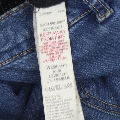 Topshop Women's Blue Skinny Stretch Jeans Size 8 W25 L32