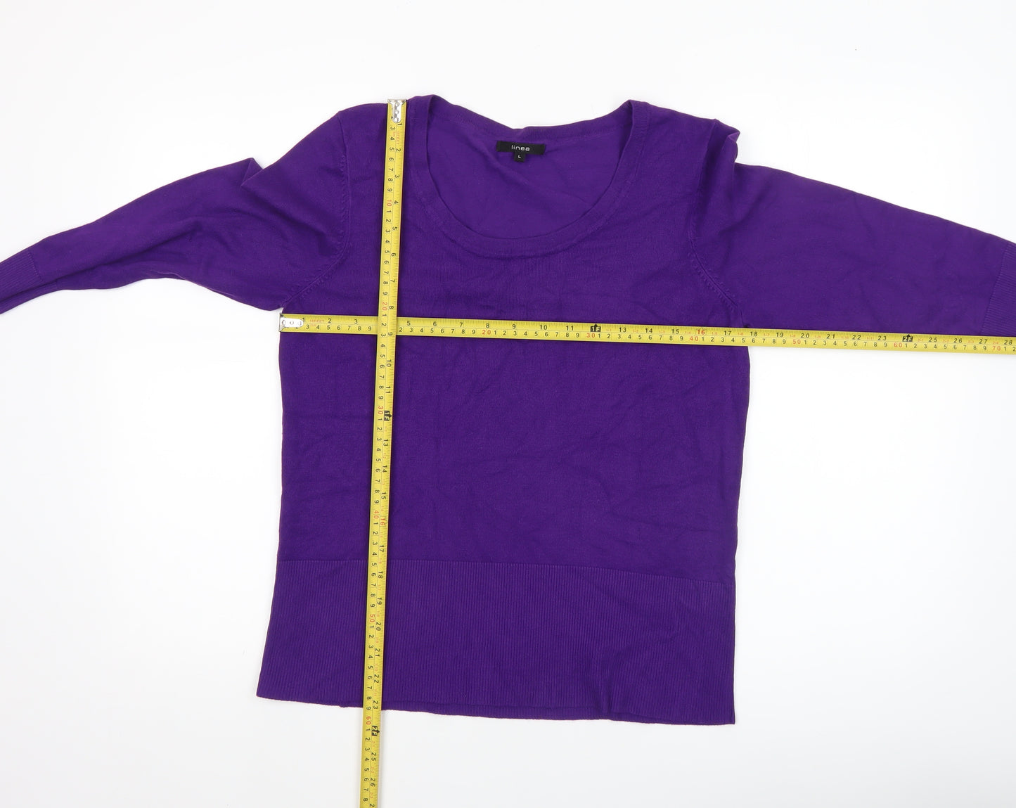 Linea Women’s Purple Scoop Neck 3/4 Sleeve Knit Jumper L