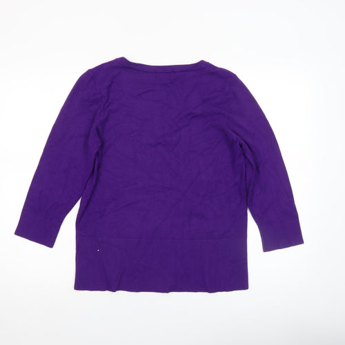 Linea Women’s Purple Scoop Neck 3/4 Sleeve Knit Jumper L