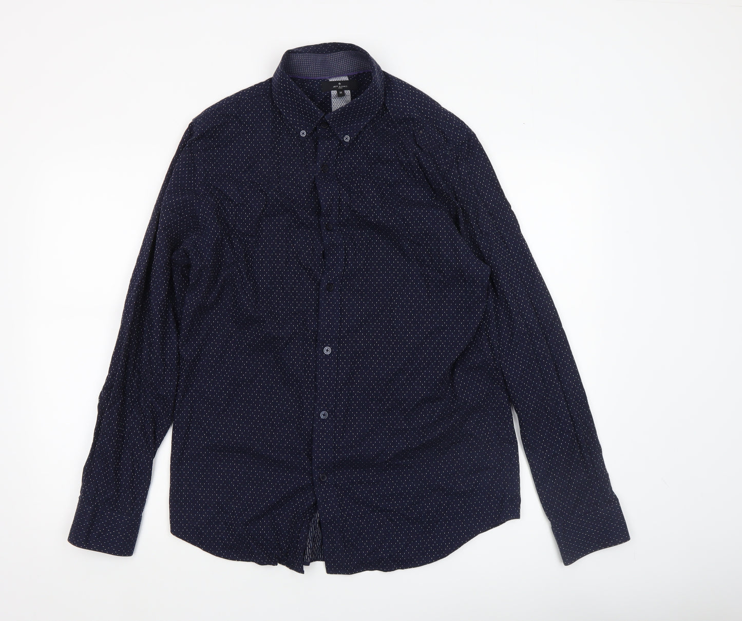 Jeff Banks Men's Blue Cotton Long Sleeve Button-Up Shirt M