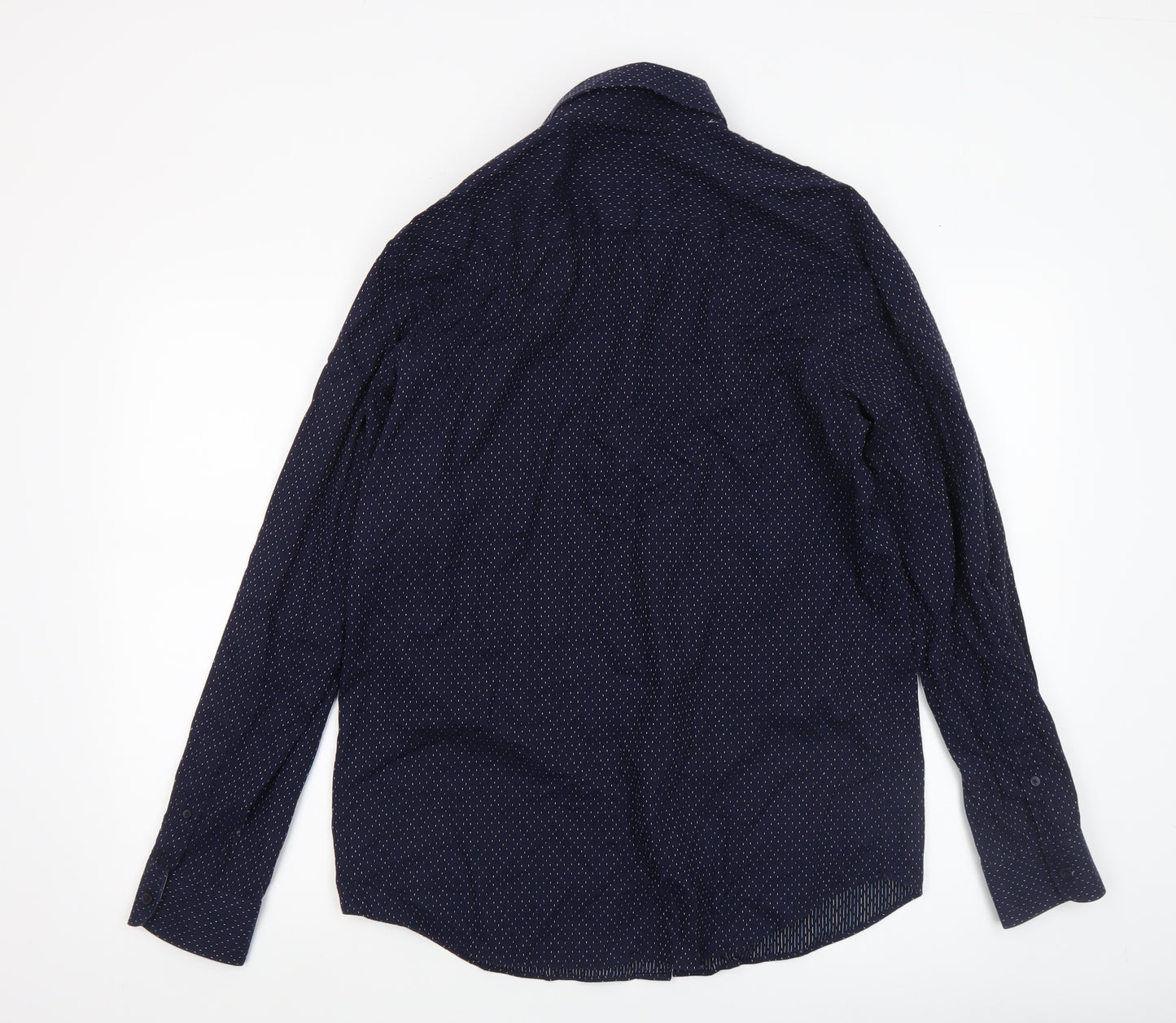 Jeff Banks Men's Blue Cotton Long Sleeve Button-Up Shirt M