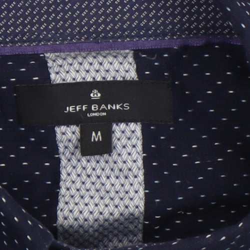 Jeff Banks Men's Blue Cotton Long Sleeve Button-Up Shirt M