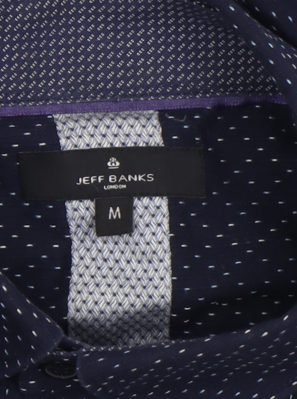 Jeff Banks Men's Blue Cotton Long Sleeve Button-Up Shirt M