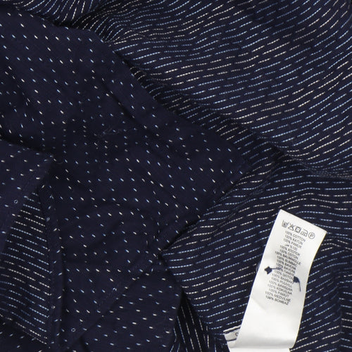 Jeff Banks Men's Blue Cotton Long Sleeve Button-Up Shirt M