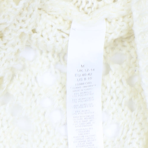 ASOS Women Ivory Open Knit Crew Neck Jumper Size M 12-14