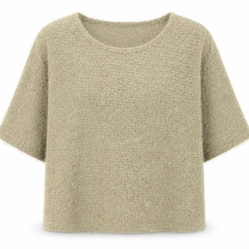 Kim & Co Women Beige 3/4 Sleeve Round Neck Knit Pullover Jumper L