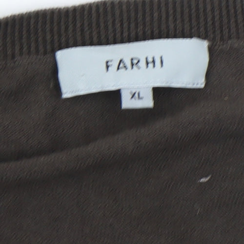 Farhi Men's Brown XL V-Neck Cotton Pullover Jumper