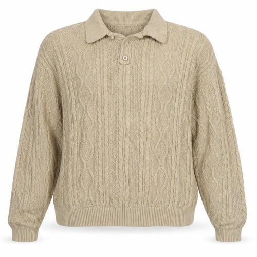 ASOS DESIGN Women’s Beige Cable-Knit Collared Jumper XL Acrylic