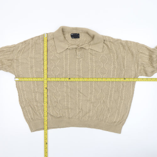ASOS DESIGN Women’s Beige Cable-Knit Collared Jumper XL Acrylic