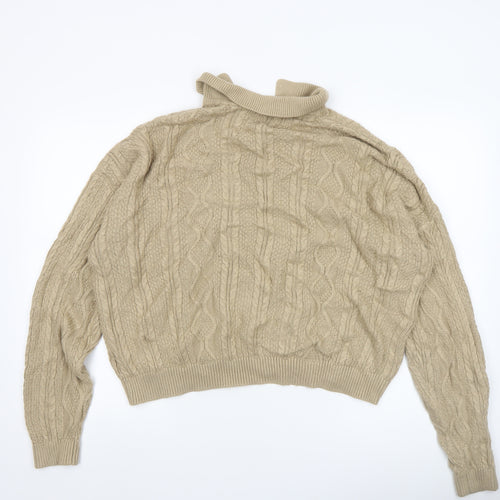 ASOS DESIGN Women’s Beige Cable-Knit Collared Jumper XL Acrylic